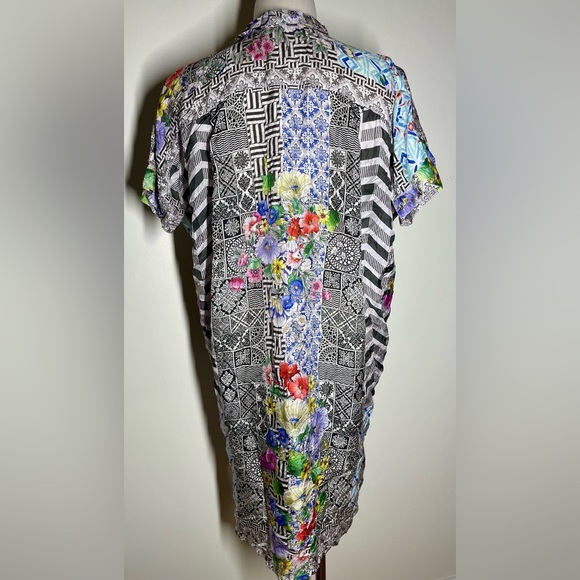 Johnny Was | Madrigal Muse Silk Dress or Coverup | Geometric Floral | Small - Picture 4 of 7
